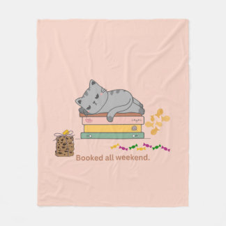 Book Cat Fleece Blanket