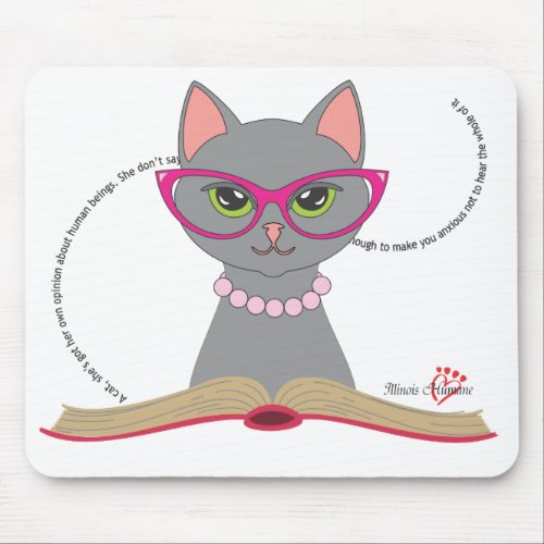 Book Cat Light Colors Mouse Pad