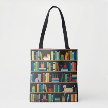 Book Cat Lover Books Bookshelves Tote Bag by cbendel at Zazzle