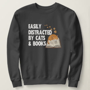 Book & Cat Lover Hoodie - Easily Distracted Gift