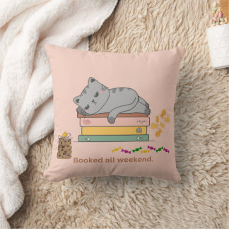 Book Cat Throw Pillow