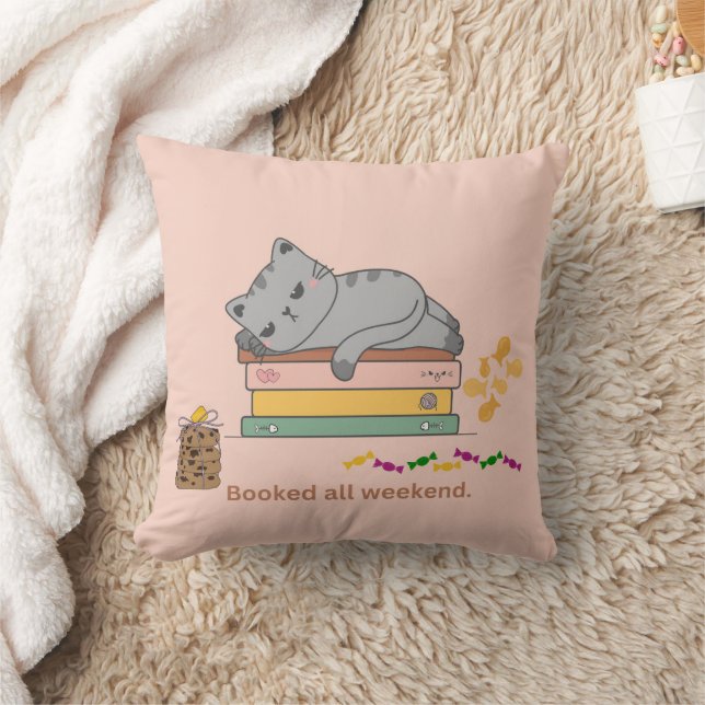 Book Cat Throw Pillow (Blanket)