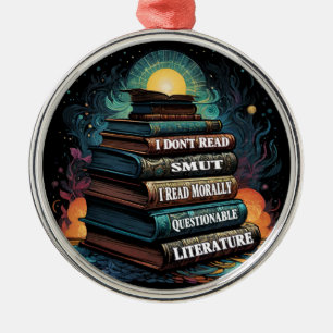 Book Choices Humor Round Metal Ornament