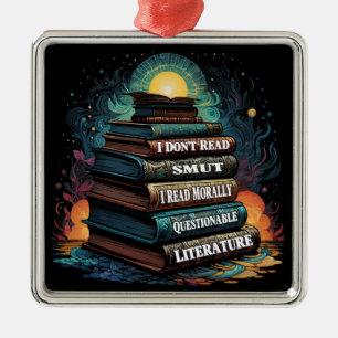 Book Choices Humor Square Metal Ornament