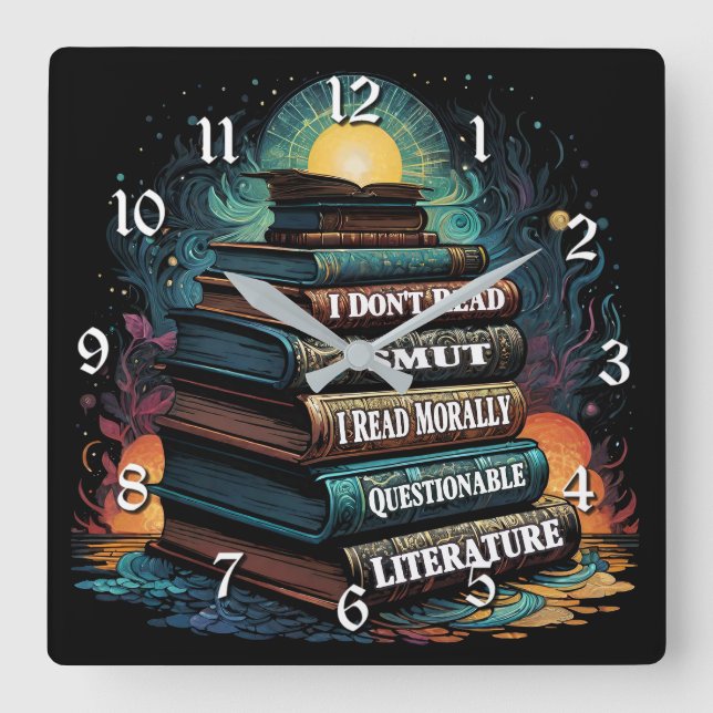 Book Choices Humor Square Wall Clock (Front)