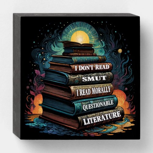 Book Choices Humor Square Wooden Box Sign