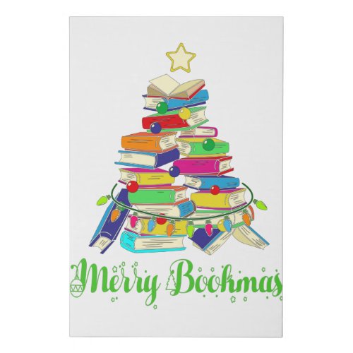 Book Christmas Tree Book Lover Christmas Faux Canvas Print