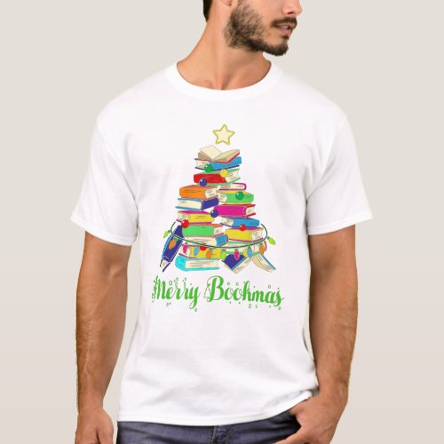 Book Christmas Tree Book Lover Christmas T_Shirt