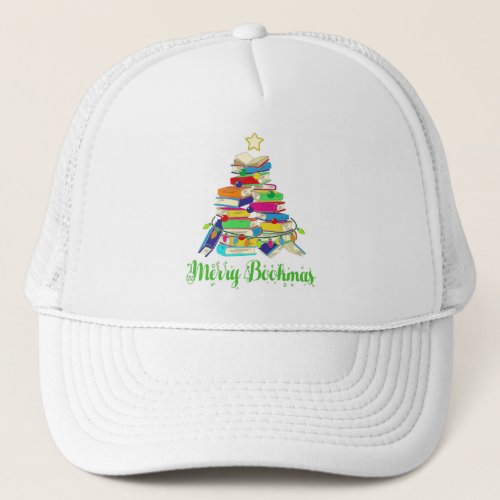 Book Christmas Tree Book Lover Christmas Trucker Hat