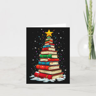 Book Christmas Tree Book Lover Teacher Librarian Card