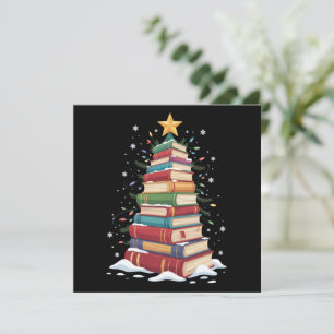 Book Christmas Tree Book Lover Teacher Librarian  Holiday Card