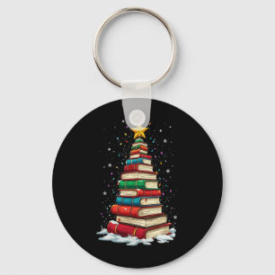 Book Christmas Tree Book Lover Teacher Librarian  Keychain