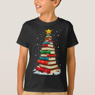 Book Christmas Tree Book Lover Teacher Librarian  T-Shirt