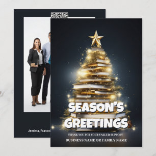 Book christmas tree business holiday photo card