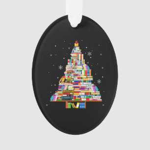 book christmas tree librarian book lovers xmas ornament