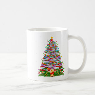 Book Christmas Tree Lights Book Lover Teacher Libr Coffee Mug