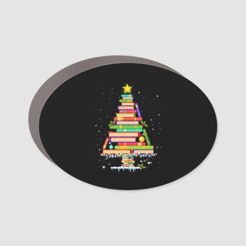 book christmas tree  merry christmas librarian car magnet