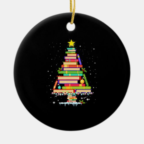 book christmas tree  merry christmas librarian ceramic ornament