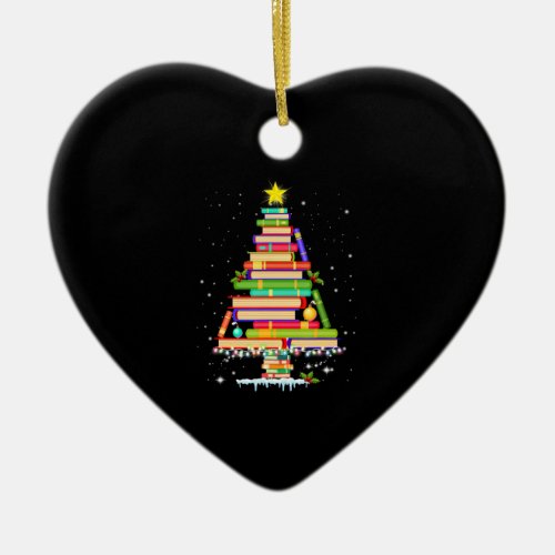 book christmas tree  merry christmas librarian ceramic ornament