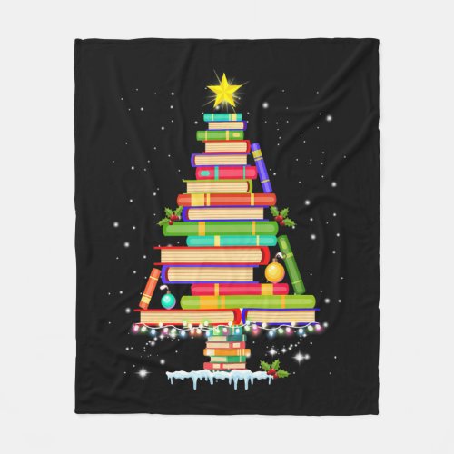book christmas tree  merry christmas librarian fleece blanket