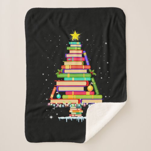 book christmas tree  merry christmas librarian sherpa blanket