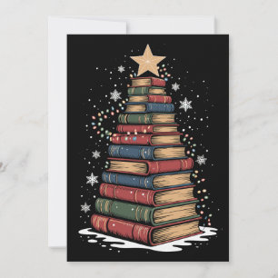 Book Christmas Tree Teacher Librarian Xmas Holiday Card