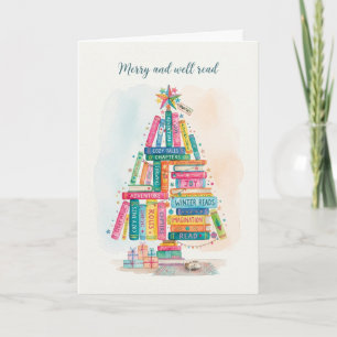 Book Christmas Tree Watercolour Wash Card