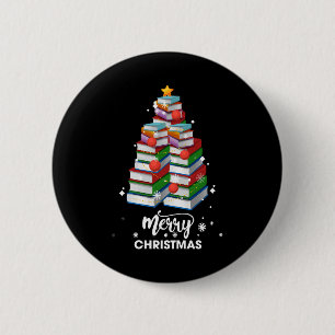 Book Christmas Tree Xmas Gift For Books Lovers Lib Button