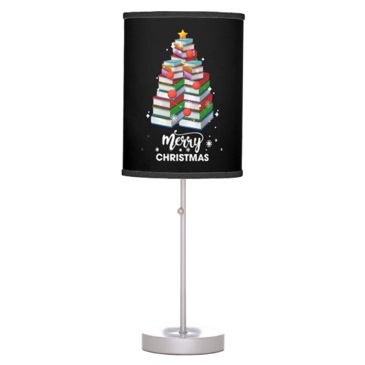 Book Christmas Tree Xmas Gift For Books Lovers Lib Table Lamp (Front)