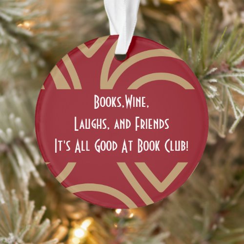Book Club  Book Group _ Its All Good Modern Red Ornament