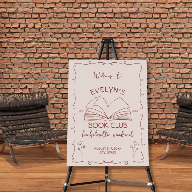 Book Club Bookish Hand Drawn Bachelorette Welcome Foam Board (Book Club Bookish Hand Drawn Bachelorette Welcome Foam Board)