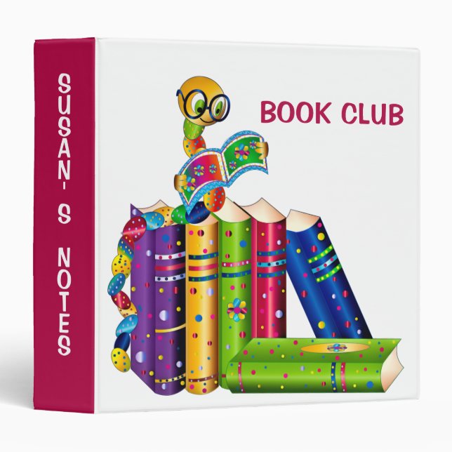 Book Club, Bookworm, Kaleidoscope Collection 3 Ring Binder (Front/Spine)