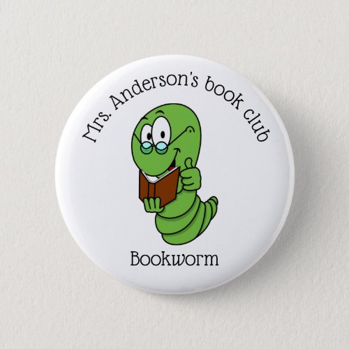 Book Club Bookworm Personalized Button