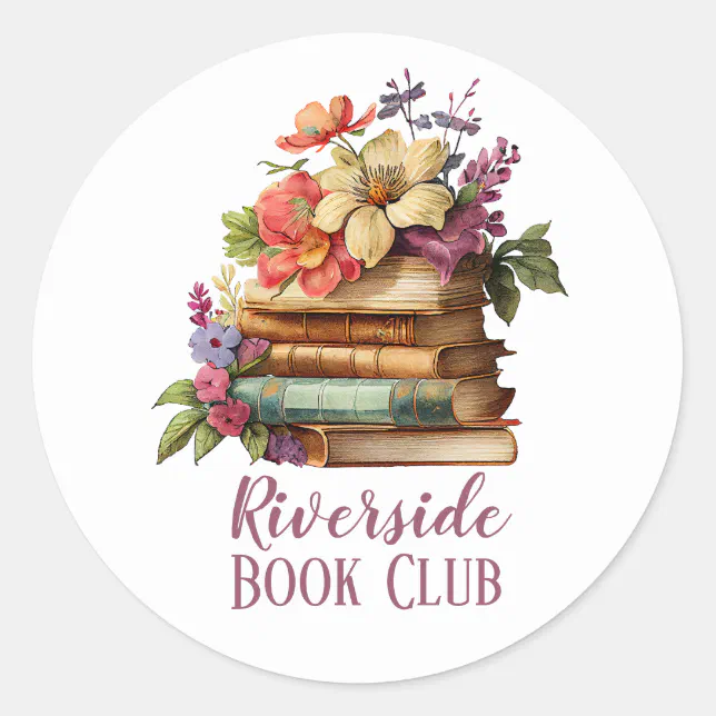 Book Club Custom Name Classic Round Sticker (Front)