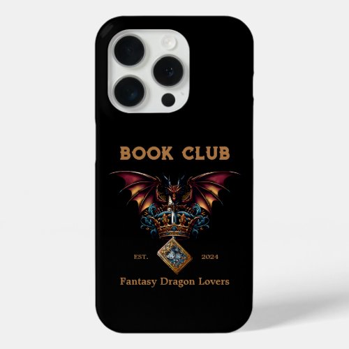 Book Club Dragon for Fantasy Lovers Custom Text iPhone 15 Pro Case