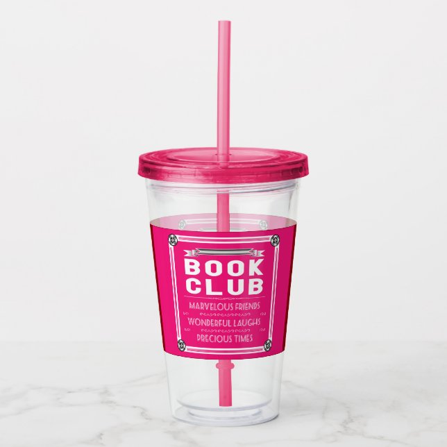 Book Club Friends Vintage Modern Acrylic Tumbler (Front)