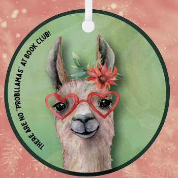 Book Club Funny Llama Ceramic Ornament by artinspired at Zazzle