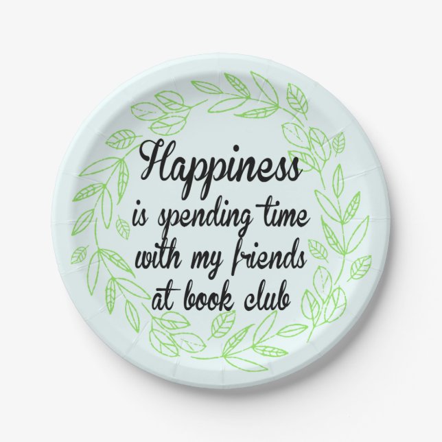 Book Club Gathering Party Floral Wreath Paper Plates (Front)