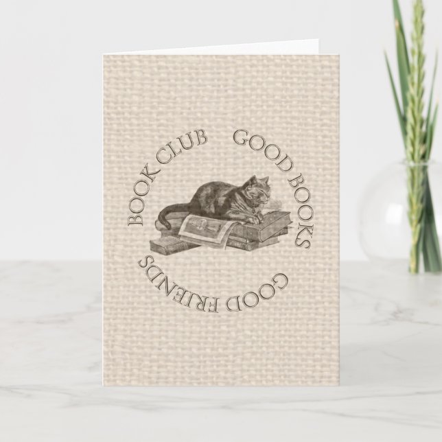 Book Club - Good Books - Good Friends With Cat Card (Front)