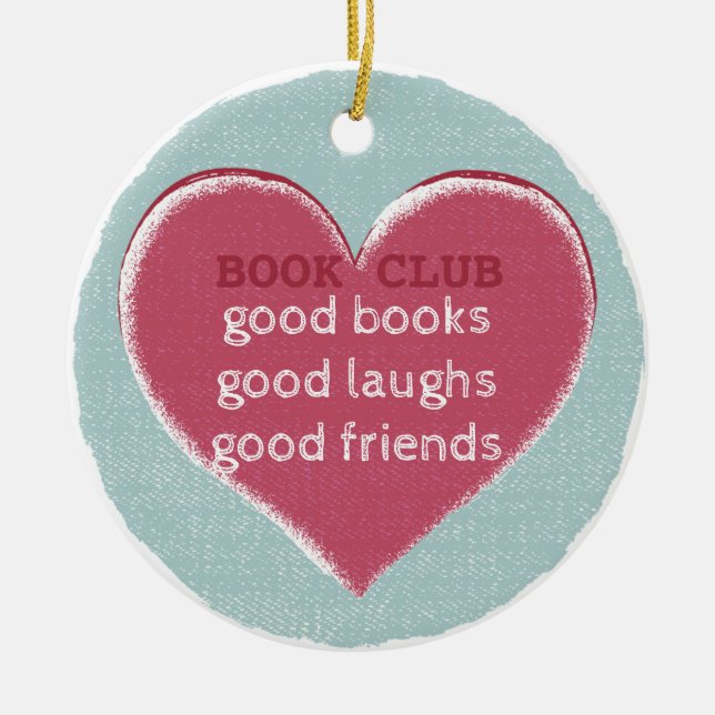 Book Club Group Friendship Heart Ceramic Ornament (Front)