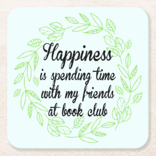 Book Club Group Gathering Book Worm Bibliophile Square Paper Coaster