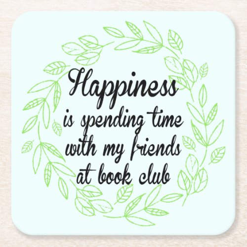 Book Club Group Gathering Book Worm Bibliophile Square Paper Coaster