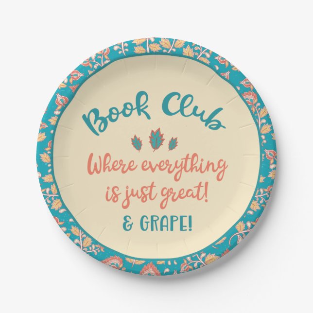 Book Club Group Meeting Funny Paper Plates (Front)