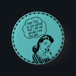 Book Club - I Hope - Retro Pinback Button<br><div class="desc">Funny Book Club graphic design features a retro style drawing of a woman. She has a word cloud above her head that says " I hope that no one noticed that I actually did not read the book." Perfect as a gag gift, prize, holiday gift and more. Works with all...</div>