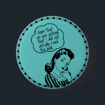 Book Club - I Hope - Retro Pinback Button<br><div class="desc">Funny Book Club graphic design features a retro style drawing of a woman. She has a word cloud above her head that says " I hope that no one noticed that I actually did not read the book." Perfect as a gag gift, prize, holiday gift and more. Works with all...</div>