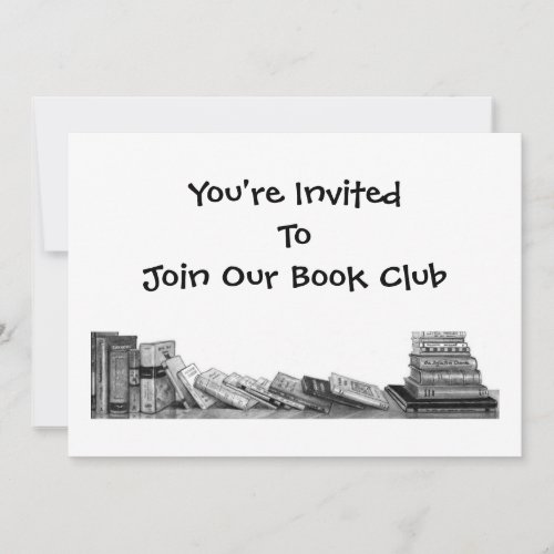 BOOK CLUB INVITATION: PENCIL DRAWING, BOOKS