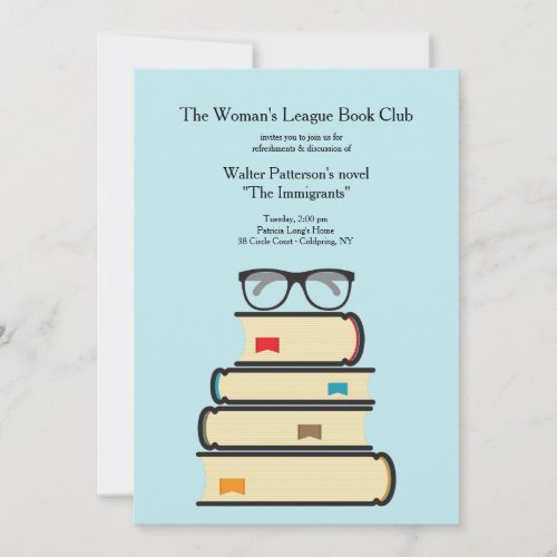 Book Club Invitation You Pick Background Color
