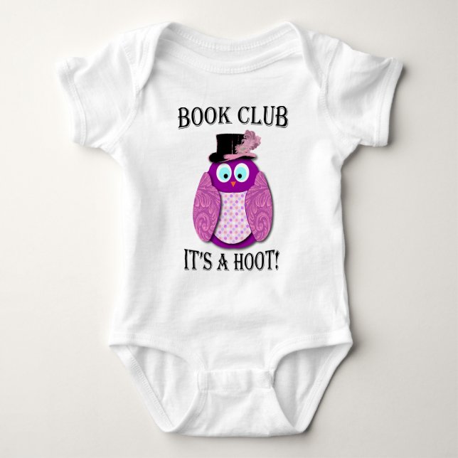Book Club - It's A Hoot - Pink Design Baby Bodysuit (Front)