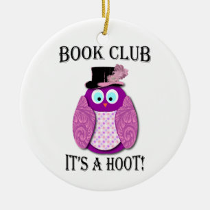 Book Club - It's A Hoot - Pink Design Ceramic Ornament