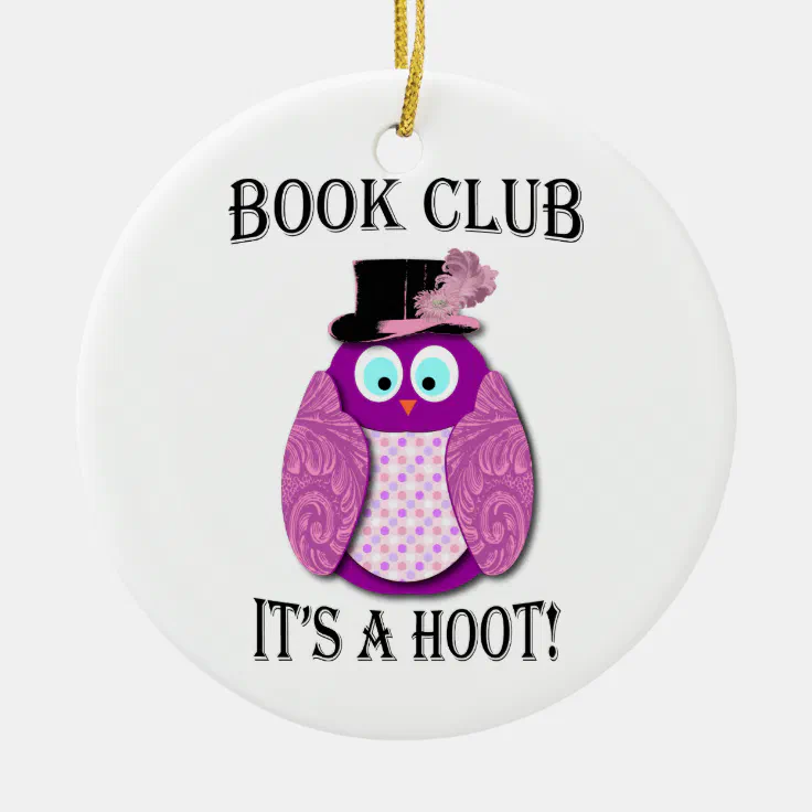 Book Club - It's A Hoot - Pink Design Ceramic Ornament | Zazzle